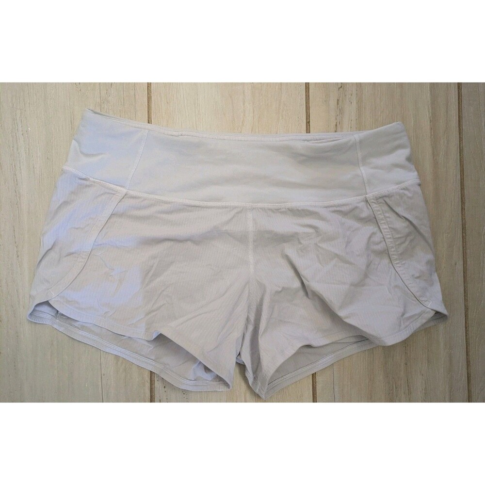 Lululemon Speed Up Shorts Women’s 8 White Striped Gray Lined 3.5" Inseam Running